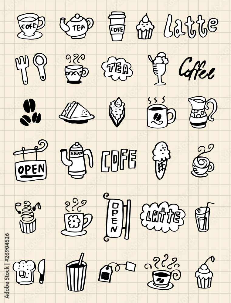 hand draw coffee element hand draw coffee element