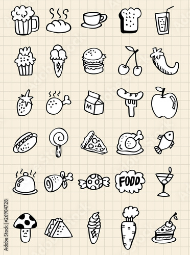 doodle food drink,hand draw