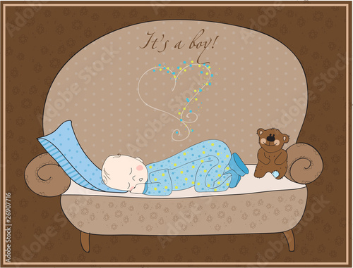 Newborn Baby Boy Sleeping Card