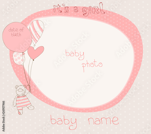 Baby Girl Arrival Card with PhotoFrame