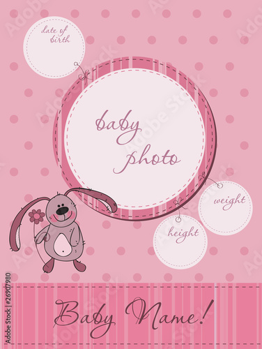 Pink Baby announcement card with Frame