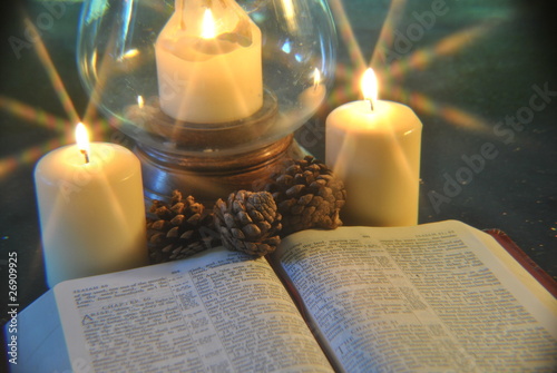 Christmas Festive Church Christian Bible Reading By Candlelight