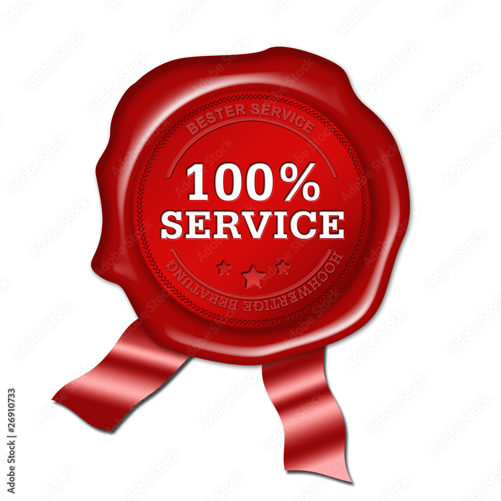 100 prozent service button, siegel 100 prozent service button, siegel