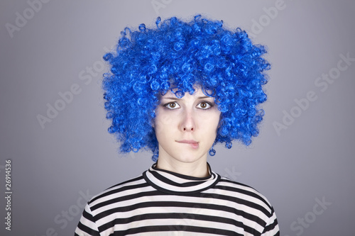 Portrait of blue hair girl.