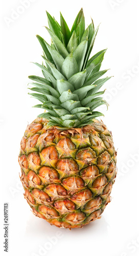 fresh pineapple fruits with green leaf
