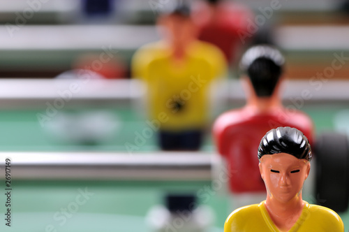 Table football game close up.