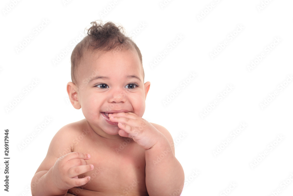 Infant baby boy on a white background Infant baby boy on a white background