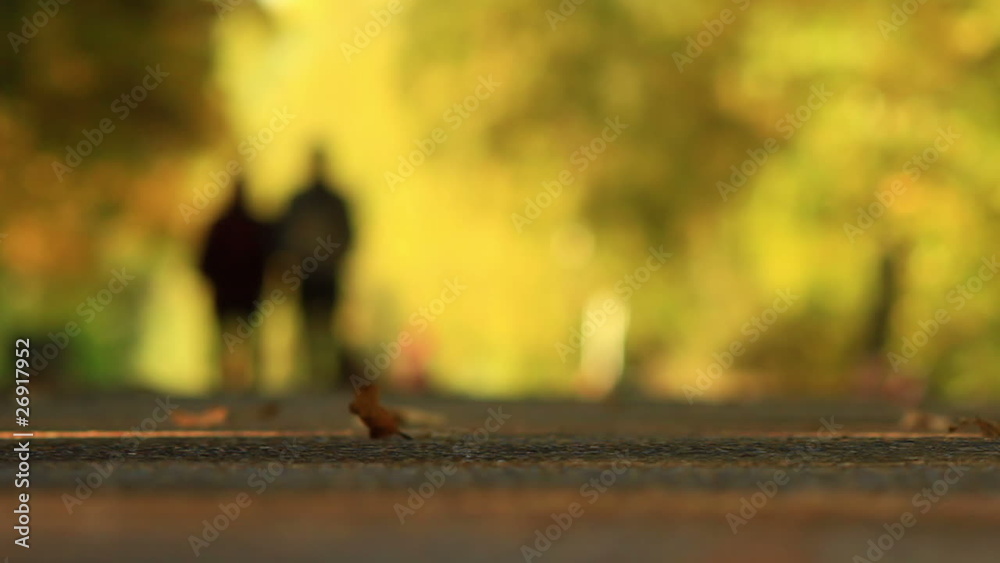 Romantic couple walking in the park. Autumn season. Romantic couple walking in the park. Autumn season.