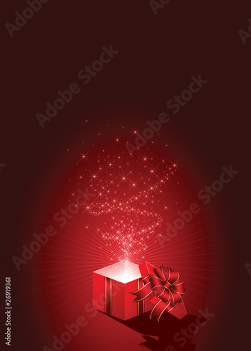 Gift box on red background