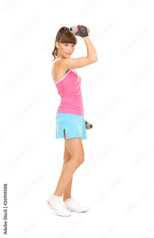 fitness instructor with dumbbells fitness instructor with dumbbells