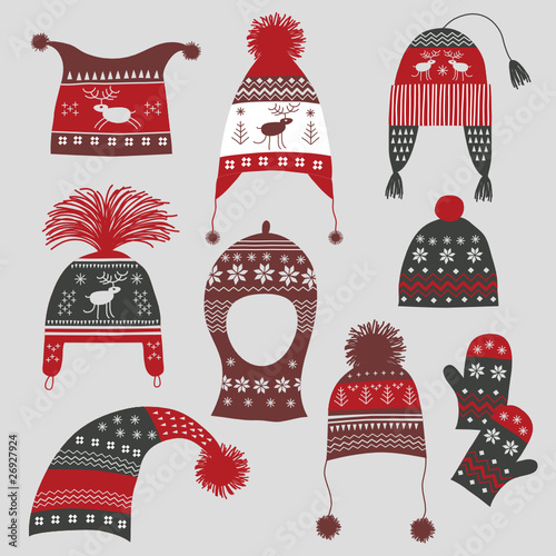 Winter hats with nordic ornament