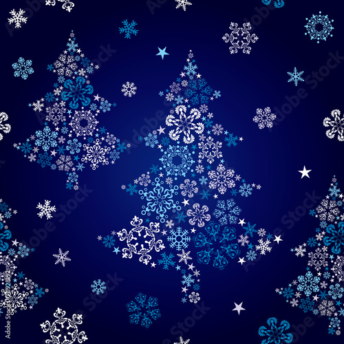Abstract Seamless Snowflake Tree