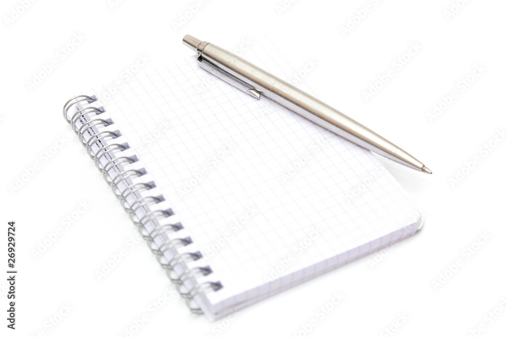 pad and pen studio shot on white background pad and pen studio shot on white background