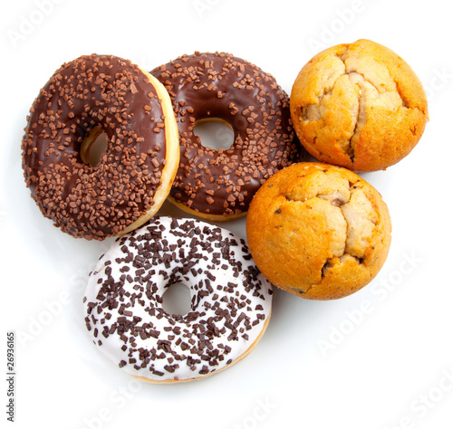 Backwaren - Muffins Donuts Schoko Vanille Heidelbeeren