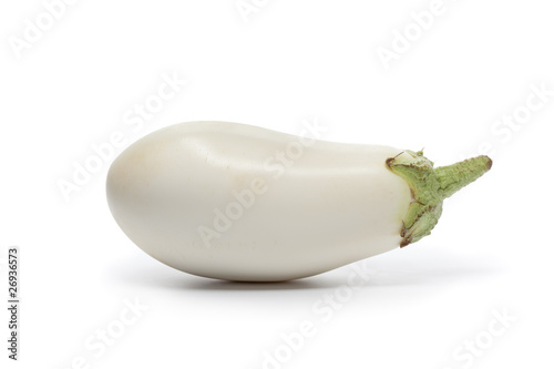 Whole single white aubergine