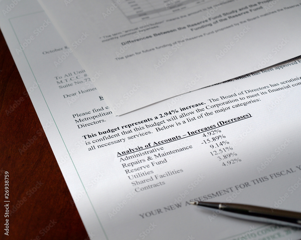 Obraz premium budget document with pen on the table