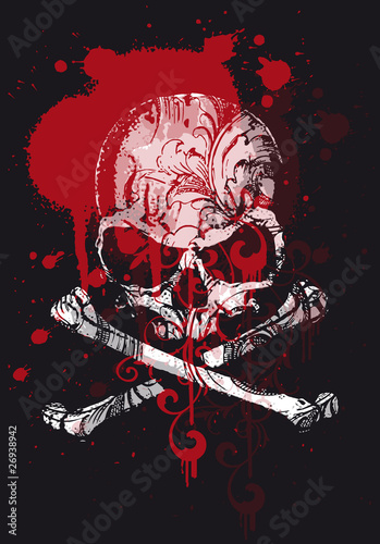 Vector grunge skull and bones