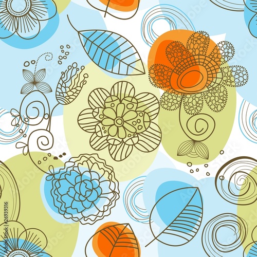 Whimsical floral background (seamless)