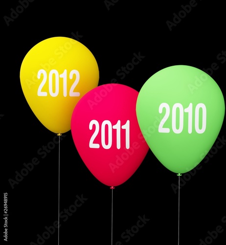 Three celebrative baloon of year