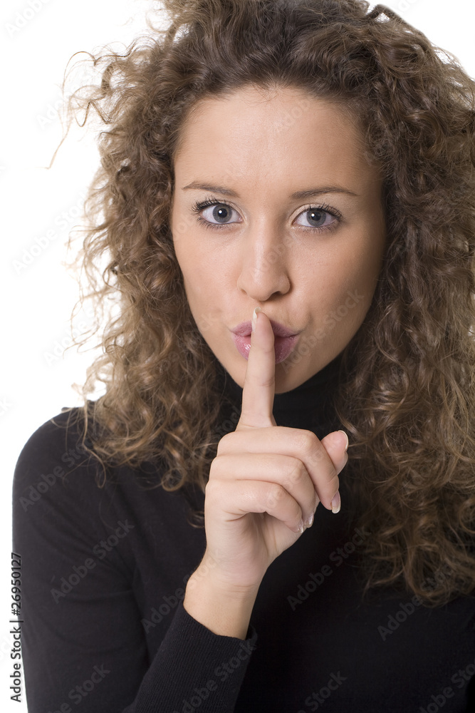 Naklejka premium girl making silence sign