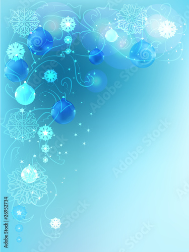 Christmas, New Year background, with shining icy decorations