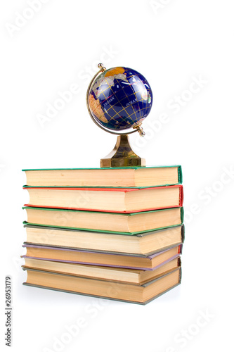 Globe on books