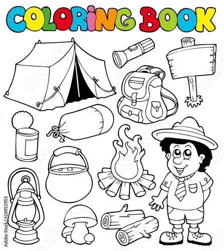 Coloring book with camping theme