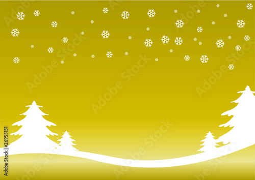 Foglio alberi e neve oro oriz