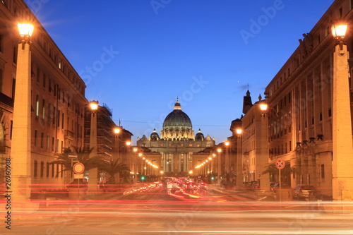 Vatican at twilight viewed from Rome