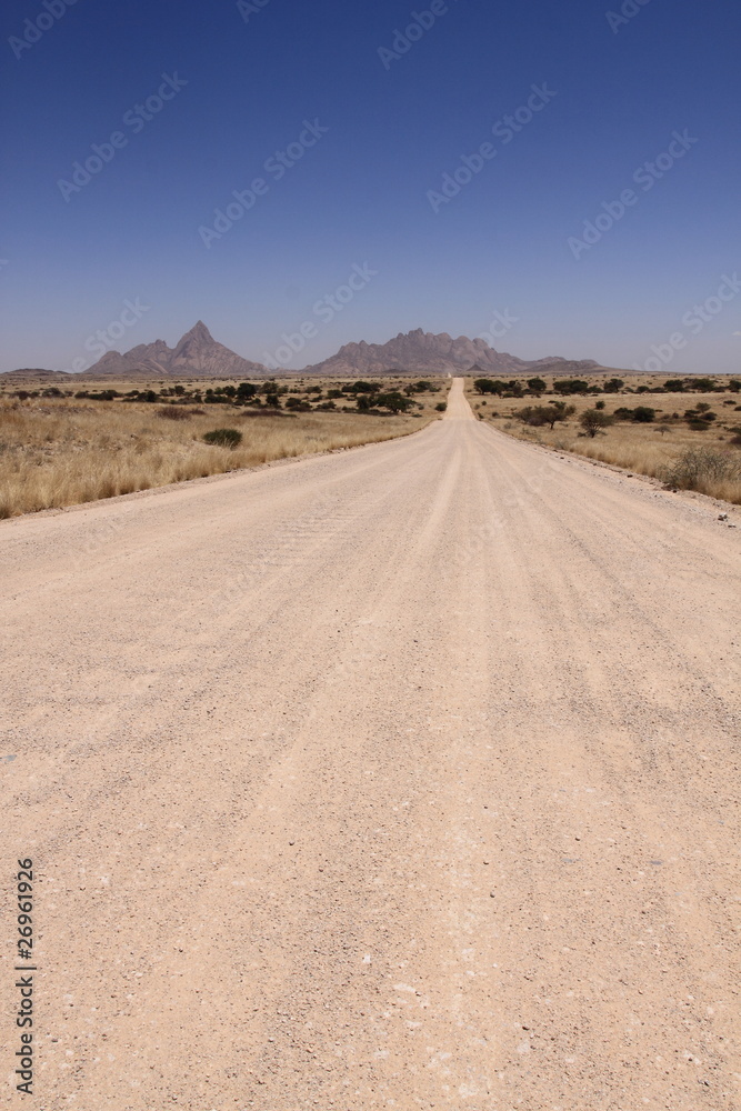 Route déserte du Damaraland en Namibie