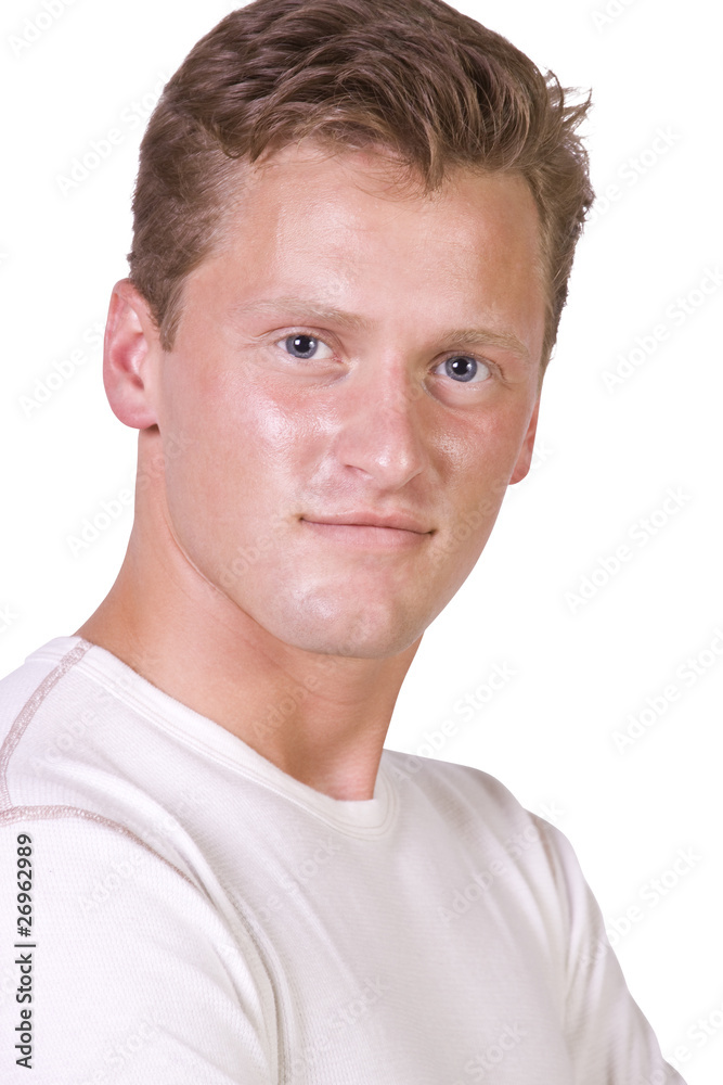 Handsome and trendy fashion model posing at camera Handsome and trendy fashion model posing at camera