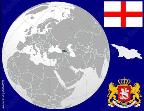 Georgia globe map locator world flag coat