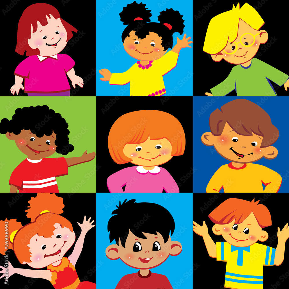 Portraits of the happy children of different nationalities. Portraits of the happy children of different nationalities.