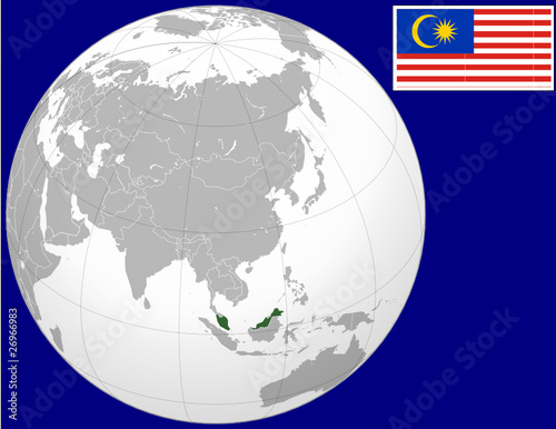 Malaysia globe map locator world flag coat