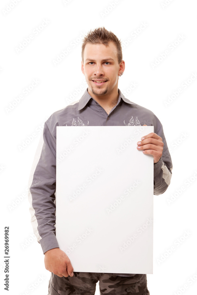 handsome man with board handsome man with board