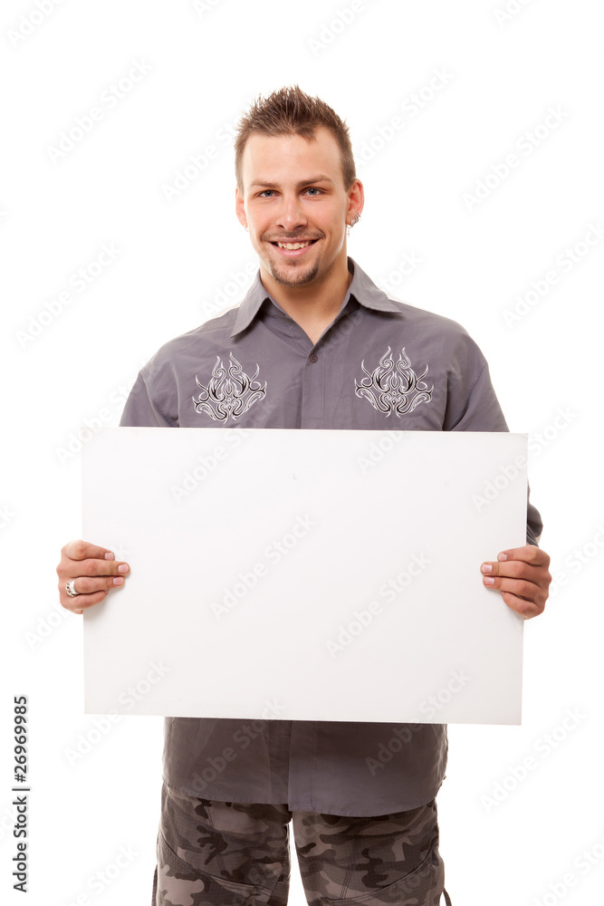 handsome man with board handsome man with board