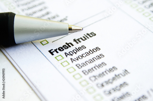Grocery list - fresh fruits