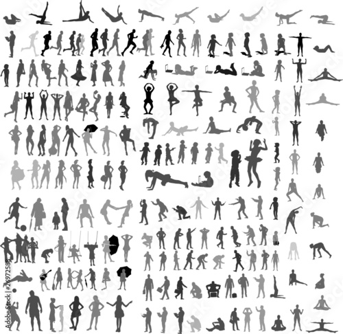 collection of people silhouettes vector
