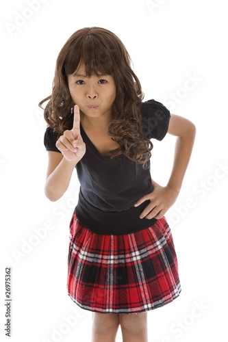 girl with one finger raised