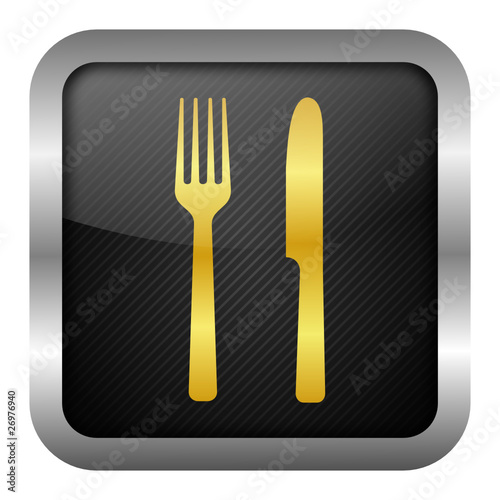 gold icon set - fork and knife