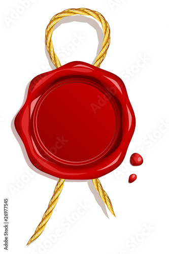 Blank wax seal with golden cord