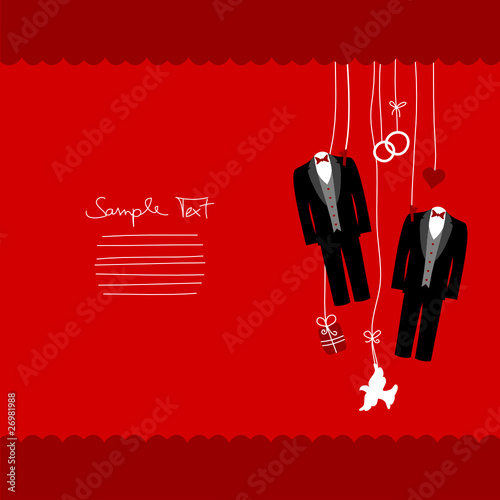 Hanging Wedding Symbols Mr. & Mr. Border Red