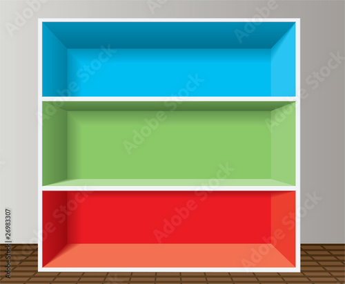 vector colorful empty bookshelf