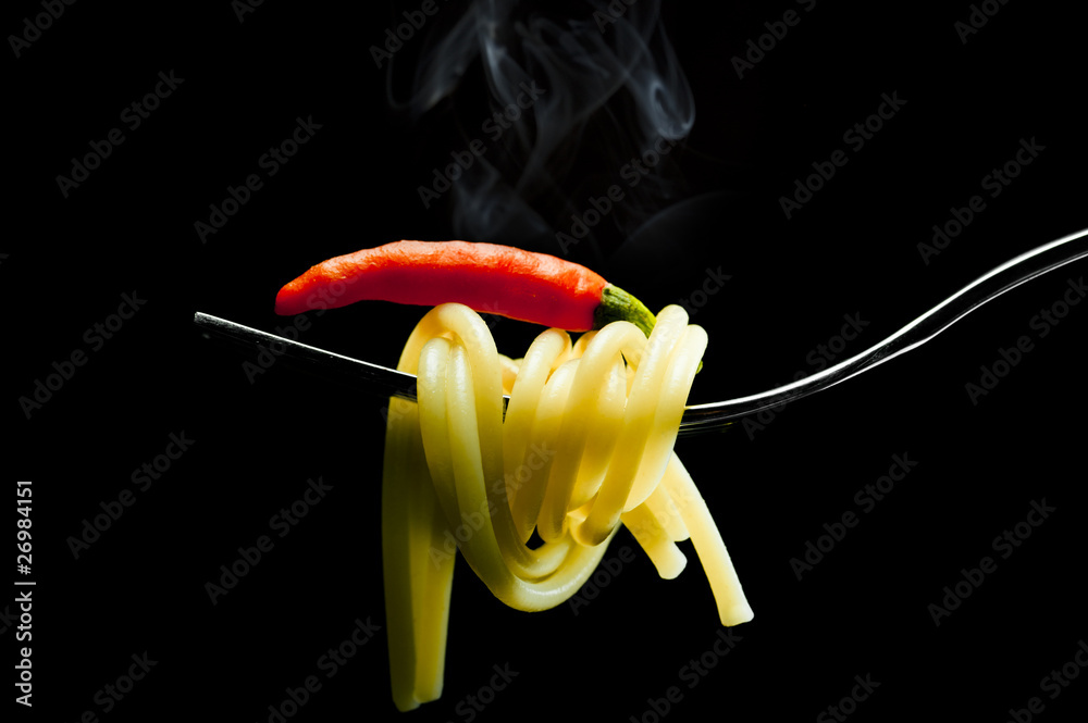 Scharfe dampfende Spaghetti