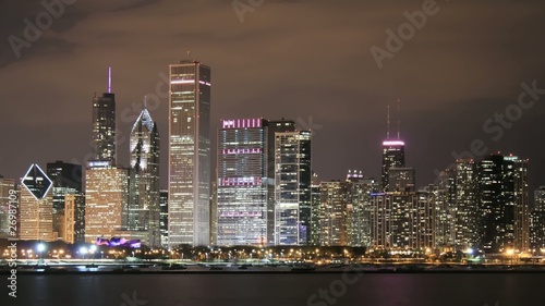 Time lapse Chicago Skyline at night