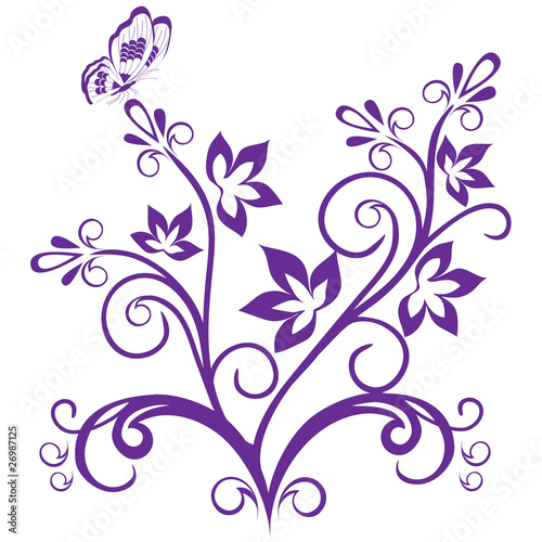 Abstract flowers and butterfly