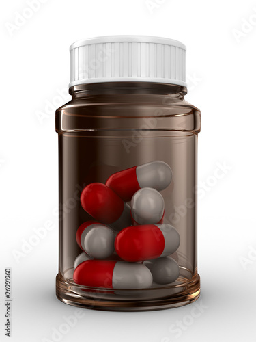 Bottle for tablets on white...