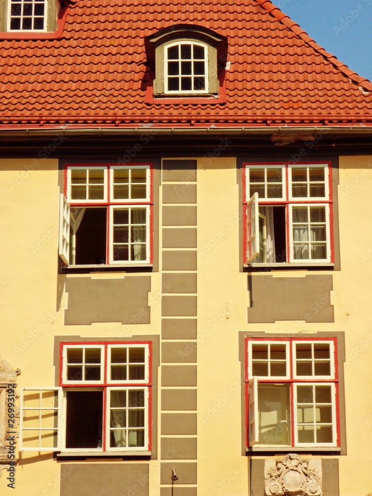 Obraz premium Four windows and two dormers