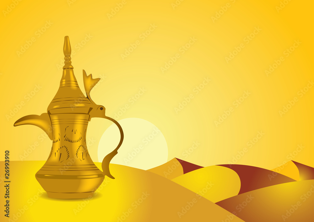 Dallah - the Traditional arabic coffee pot in desert Dallah - the Traditional arabic coffee pot in desert