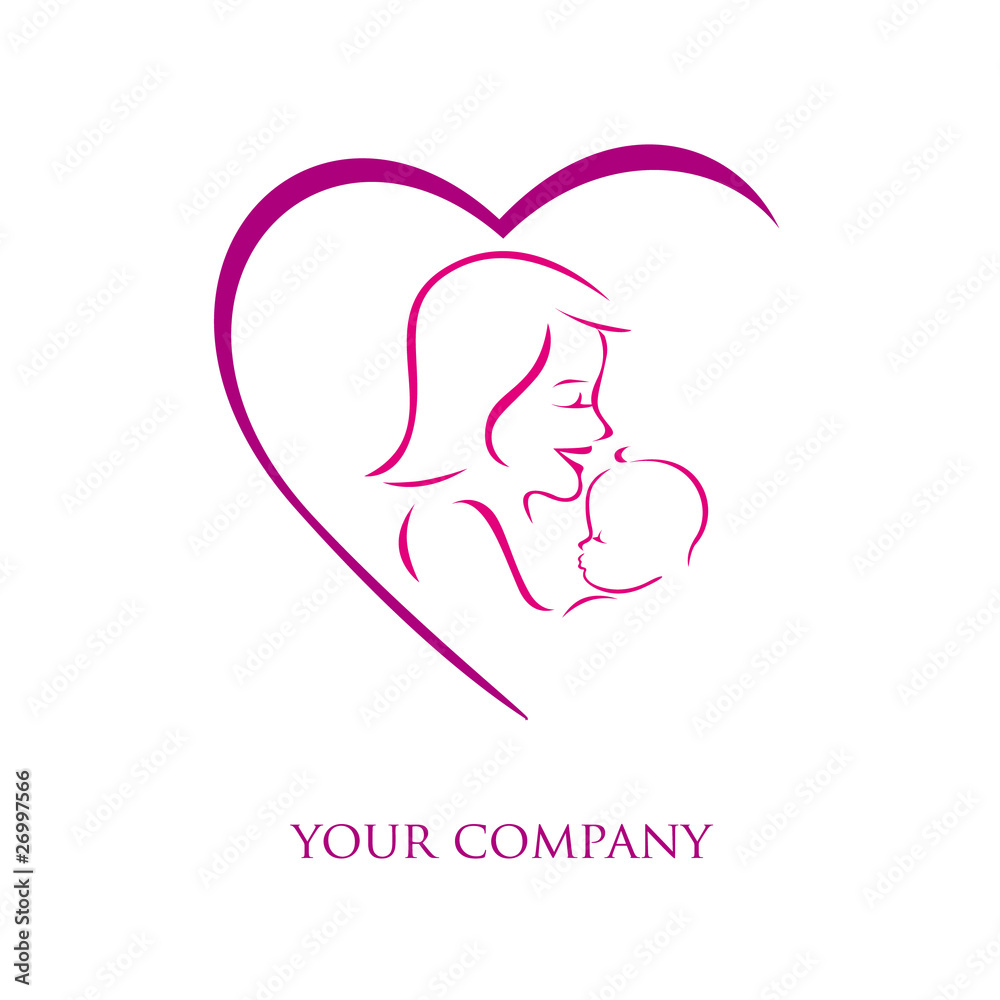 logo entreprise, coeur, femme, bébé logo entreprise, coeur, femme, bébé